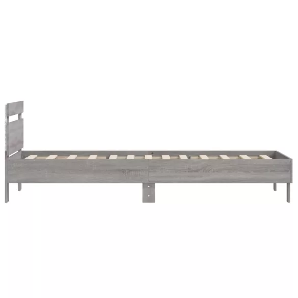 szürke sonoma ágykeret fejtámlával és LED-ekkel 100 x 200 cm