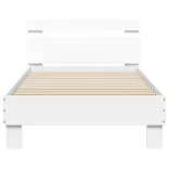 fehér ágykeret fejtámlával és LED-világítással 90 x 190 cm