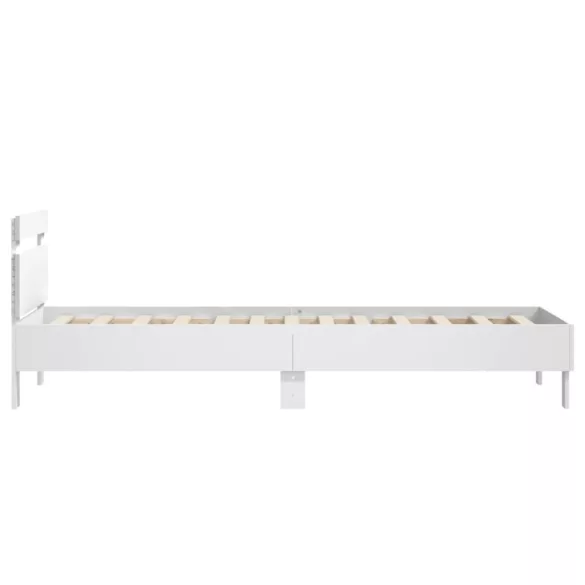 fehér ágykeret fejtámlával és LED-világítással 90 x 190 cm