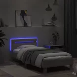 szürke sonoma színű ágykeret fejtámlával és LED-ekkel 90x190 cm