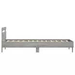 szürke sonoma színű ágykeret fejtámlával és LED-ekkel 90x190 cm