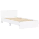 fehér ágykeret fejtámlával és LED-világítással 100 x 200 cm