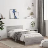 szürke sonoma ágykeret fejtámlával és LED-ekkel 100 x 200 cm