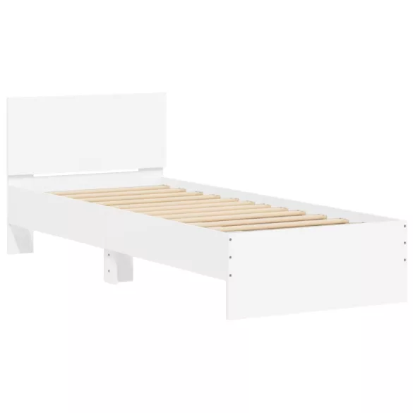 fehér ágykeret fejtámlával és LED-világítással 90 x 190 cm