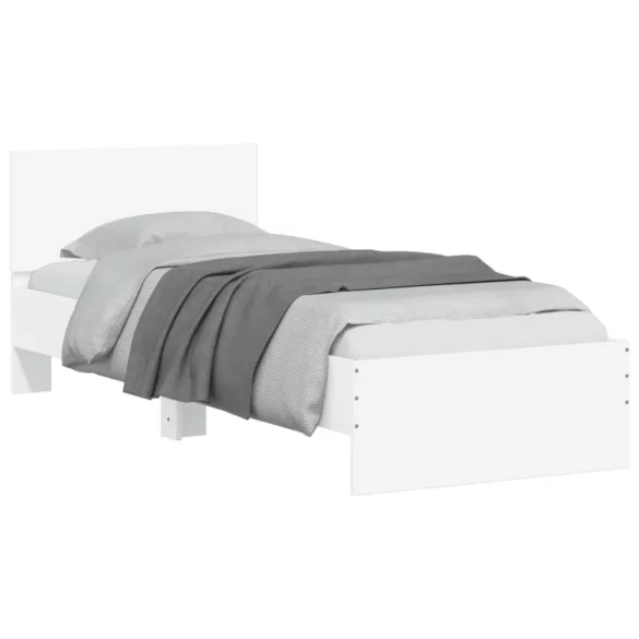 fehér ágykeret fejtámlával és LED-világítással 90 x 190 cm