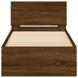 barna tölgy színű ágykeret fejtámlával és LED-ekkel 90 x 190 cm