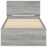 szürke sonoma színű ágykeret fejtámlával és LED-ekkel 75x190 cm