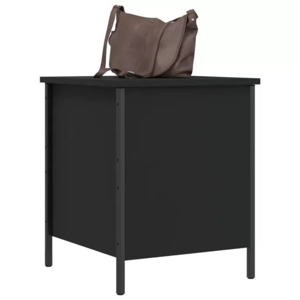 fekete szerelt fa tárolópad 40 x 42,5 x 50 cm