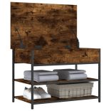 füstös tölgy színű szerelt fa cipőtároló pad 70x42,5x50 cm