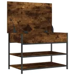 füstös tölgy színű szerelt fa cipőtároló pad 70x42,5x50 cm