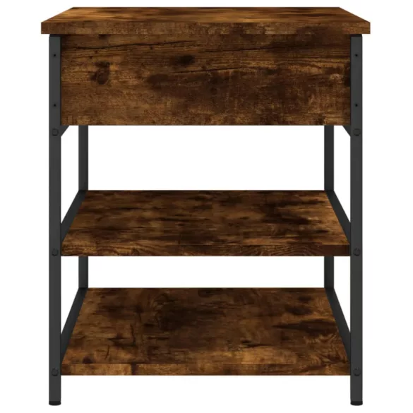 füstös tölgy színű szerelt fa cipőtároló pad 70x42,5x50 cm