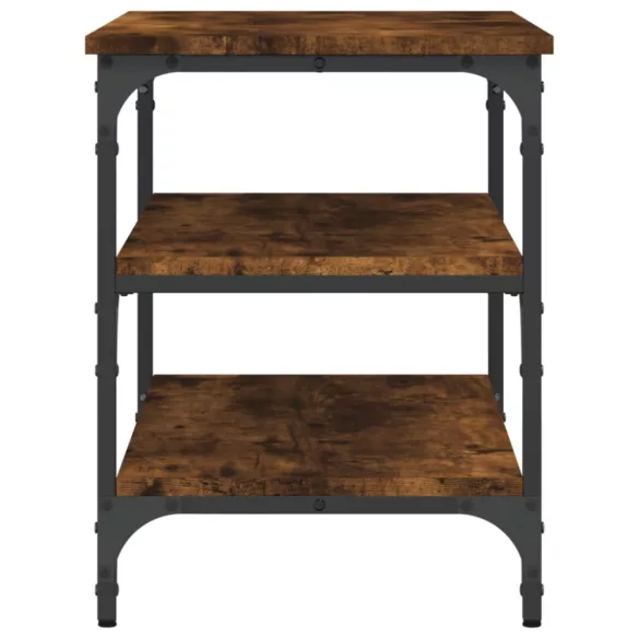 füstös tölgy színű szerelt fa cipőtároló pad 70 x 38,5 x 49 cm