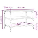 füstös tölgy színű szerelt fa cipőtároló pad 70 x 38,5 x 49 cm
