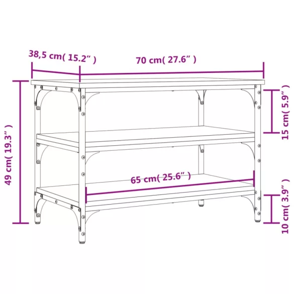 szürke sonoma színű szerelt fa cipőpolc 70 x 38,5 x 49 cm