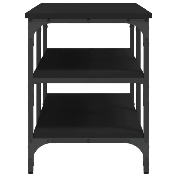 fekete szerelt fa cipőpolc 100x38,5x49 cm