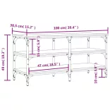 füstös tölgy színű szerelt fa cipőtároló pad 100 x 38,5 x 49 cm