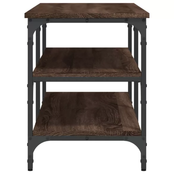 barna tölgy színű szerelt fa cipőtároló pad 100 x 38,5 x 49 cm