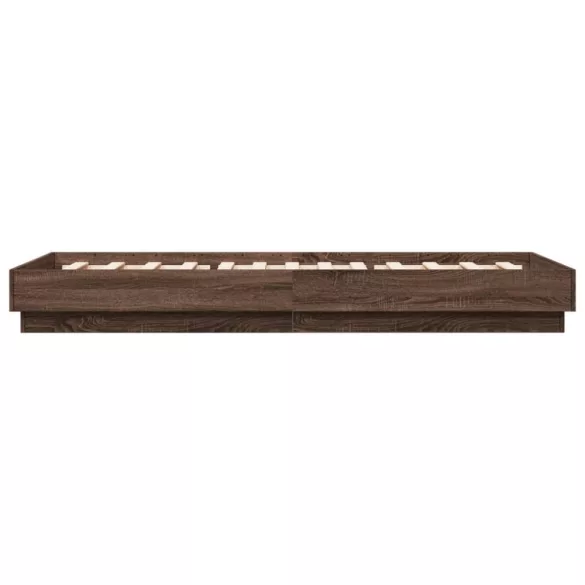 barna tölgy színű ágykeret LED-világítással 100x200 cm