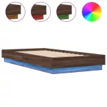 barna tölgy színű ágykeret LED-világítással 90 x 190 cm