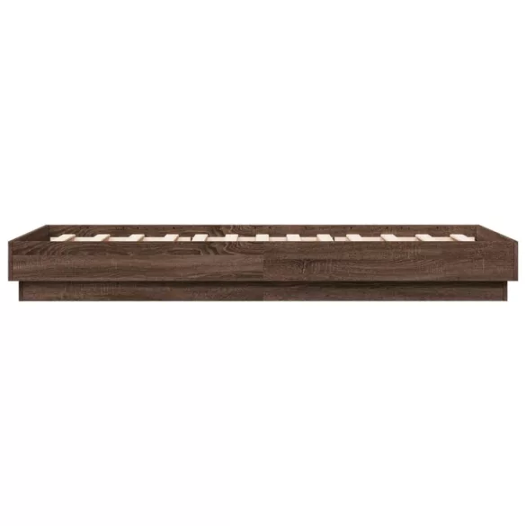 barna tölgy színű ágykeret LED-világítással 90 x 190 cm