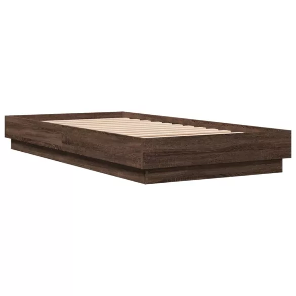 barna tölgy színű ágykeret LED-világítással 75 x 190 cm