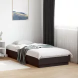 fekete szerelt fa ágykeret 75 x 190 cm