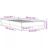 fekete szerelt fa ágykeret 75 x 190 cm