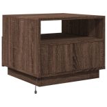 barna tölgyszínű dohányzóasztal LED-lámpákkal 50x49x40 cm