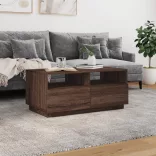 barna tölgyszínű dohányzóasztal LED-lámpákkal 90x49x40 cm