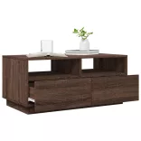 barna tölgyszínű dohányzóasztal LED-lámpákkal 90x49x40 cm
