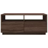 barna tölgyszínű dohányzóasztal LED-lámpákkal 90x49x40 cm