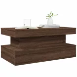barna tölgyszínű dohányzóasztal LED-lámpákkal 90x50x40 cm