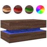 barna tölgyszínű dohányzóasztal LED-lámpákkal 90x50x40 cm