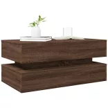 barna tölgyszínű dohányzóasztal LED-lámpákkal 90x50x40 cm