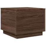 barna tölgyszínű dohányzóasztal LED-lámpákkal 50 x 50 x 40 cm