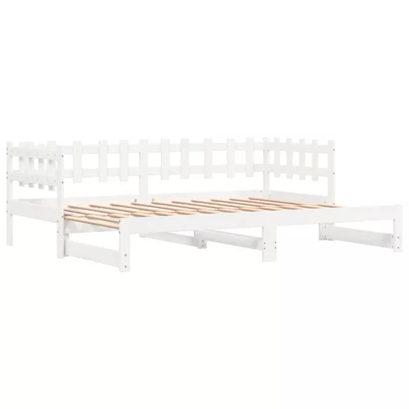 fehér tömör fenyőfa kihúzható kanapéágy 2 x (80 x 200) cm