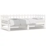 fehér tömör fenyőfa kihúzható kanapéágy 2 x (90 x 200) cm
