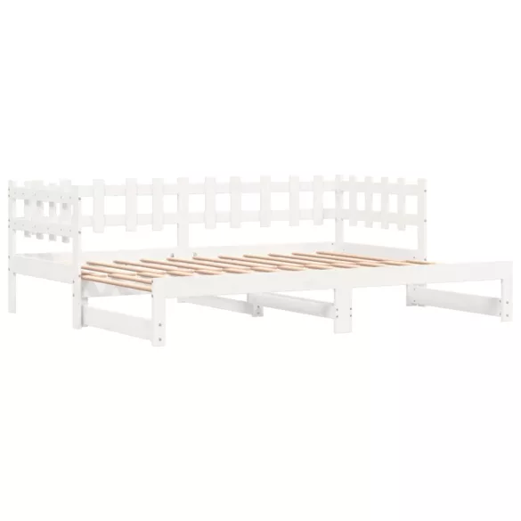 fehér tömör fenyőfa kihúzható kanapéágy 2 x (90 x 200) cm