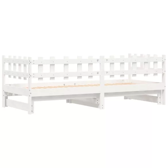 fehér tömör fenyőfa kihúzható kanapéágy 2 x (90 x 200) cm