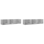 2 db betonszürke szerelt fa faliszekrény 75x18x16,5 cm