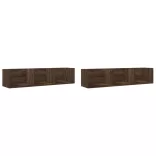 2 db barna tölgyszínű szerelt fa faliszekrény 75x18x16,5 cm