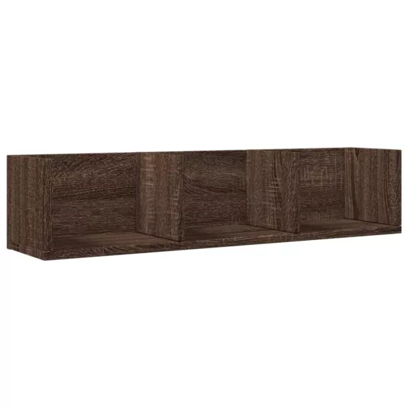 2 db barna tölgyszínű szerelt fa faliszekrény 75x18x16,5 cm