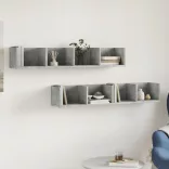 2 db betonszürke szerelt fa faliszekrény 99x18x16,5 cm