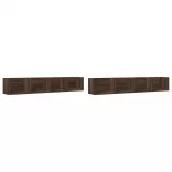 2 db barna tölgyszínű szerelt fa faliszekrény 99x18x16,5 cm