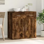 füstös tölgy színű szerelt fa tálalószekrény 79 x 38 x 80 cm