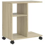 sonoma tölgy színű szerelt fa kisasztal kerekekkel 50x35x55 cm
