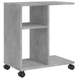 betonszürke szerelt fa kisasztal kerekekkel 50 x 30 x 55 cm