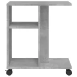 betonszürke szerelt fa kisasztal kerekekkel 50 x 30 x 55 cm