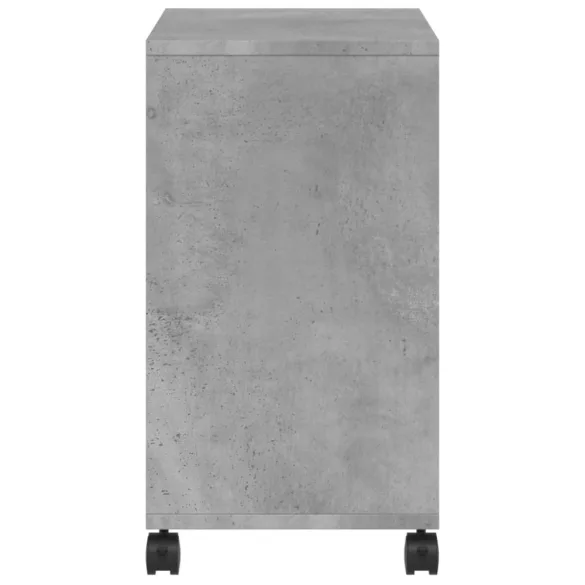 betonszürke szerelt fa kisasztal kerekekkel 50 x 30 x 55 cm