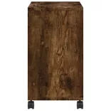 füstös tölgy színű szerelt fa kisasztal kerekekkel 50x30x55 cm